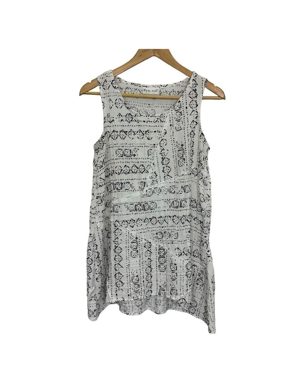 Habitat Sleeveless Asymmetrical Top Womens XS White Oversized Tunic Tank EUC